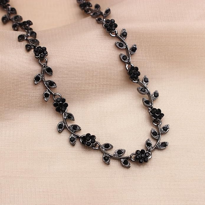 Austrian Crystal Rhinestone Choker Necklace Dangle Earring Link Bracelet Jewelry Set for Brides Bridesmaid Prom Costume Accessories for Women