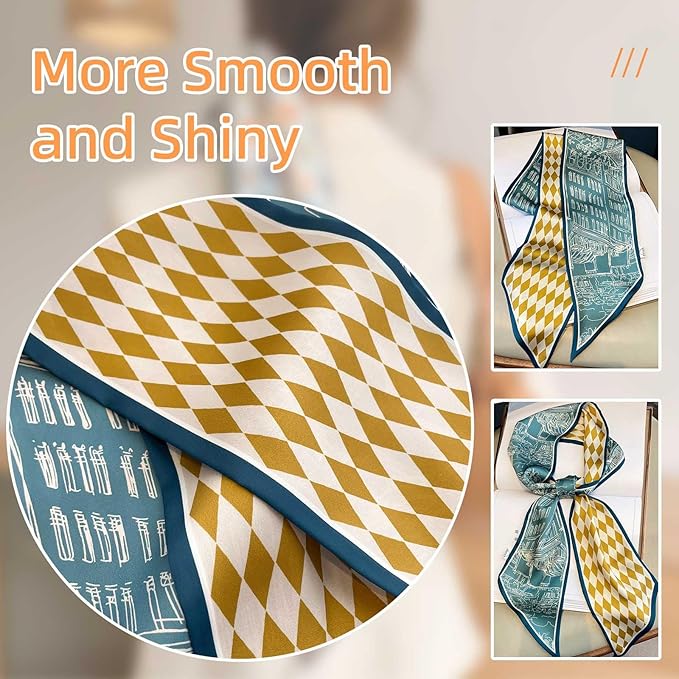 Dailyacc Hair Scarf for Women Fashion Silky Satin Headscarf Wrap Breathable Lightweight Neck Scarves For Handbag