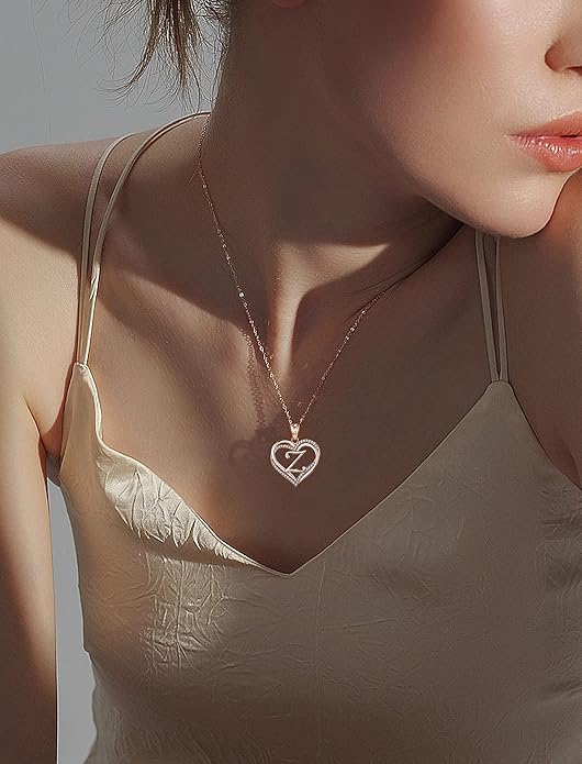 INFUSEU Unique Initial Necklaces for Women Girls Small Heart Letter Jewelry, Meaningful Personalized Gifts