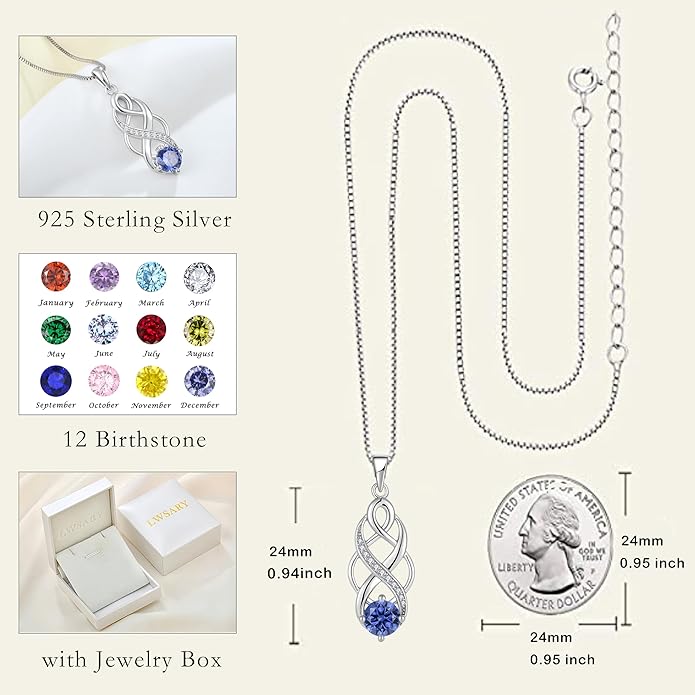 Infinity Celtic Knot Necklace 925 Sterling Silver Irish Pendant Birthstone Jewelry for Women