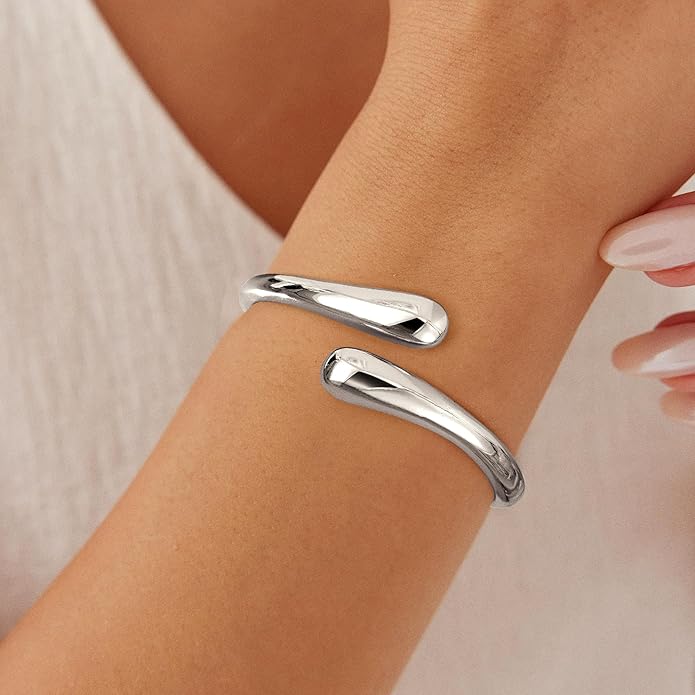 Gold Bracelets for Women Trendy - 14K Gold Plated Bangle Bracelet Chunky Adjustable Twist Cuff Gold Bracelet Non Tarnish Waterproof Jewelry for Women Gifts