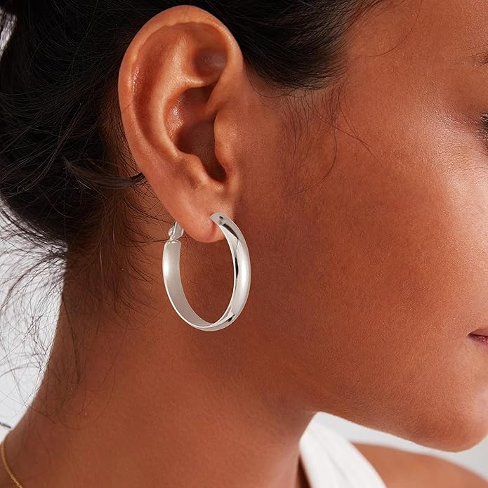 Gacimy 14K Gold Plated Hoop Earrings for Women, 14k Real Gold Plated with 925 Sterling Silver Post, Hypoallergenic Lightweight Thick Hoops Earrings for Women Trendy