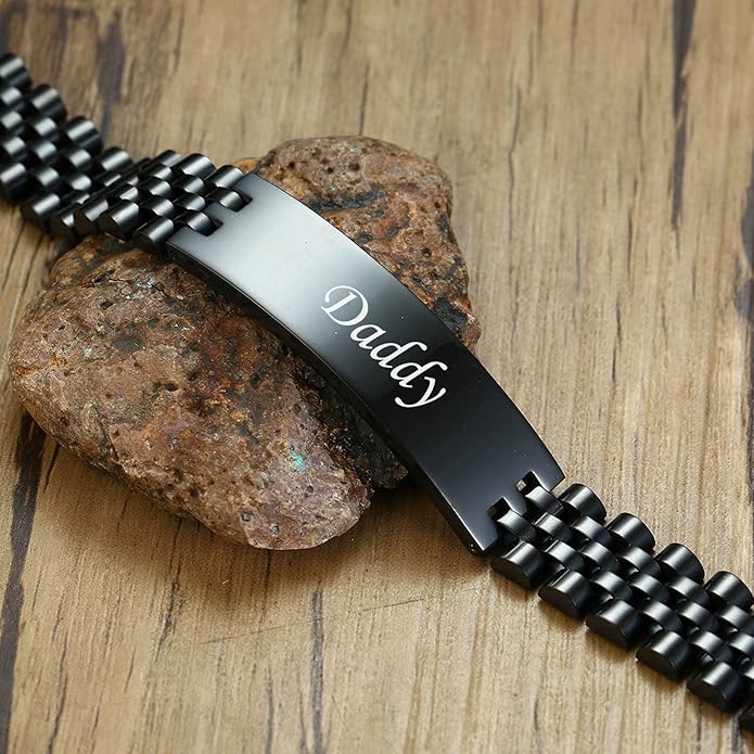VNOX Masculine Watch Band Stainless Steel Link Bracelet Personalized Jewelry Gift for Men DAD Father Husband Boyfriend