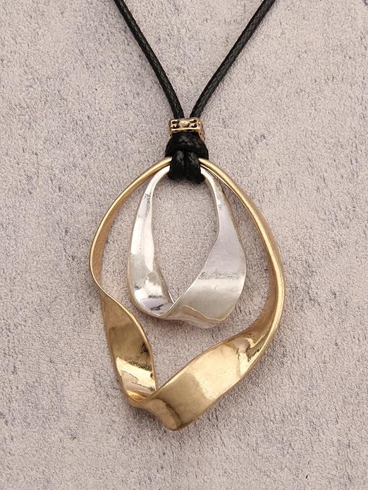 Long Boho Necklaces for Women Vintage Leather Wooden Pendant Y Choker Ethnic Style Gold Circle Hippie Sweater Necklace