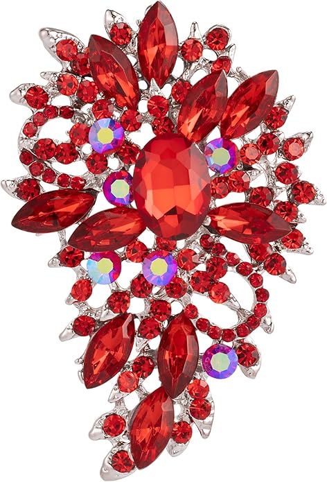 SELOVO Women's Rhinestone Crystal Wedding Flower Leaf Sparkle Brooch Pin