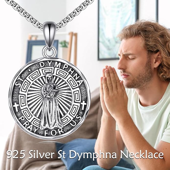 YFN Patron Saint Necklace Sterling Silver Amulet Medal Pendant Religious Protector Jewelry Gifts for Women Men