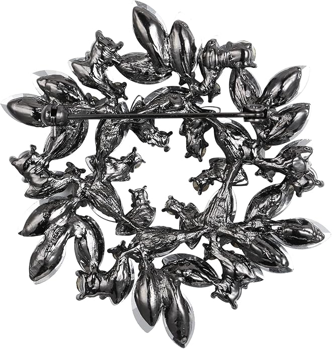 BriLove Austrian Crystal Rhinestone Elegant Flower Marquise Wreath Brooches for Women