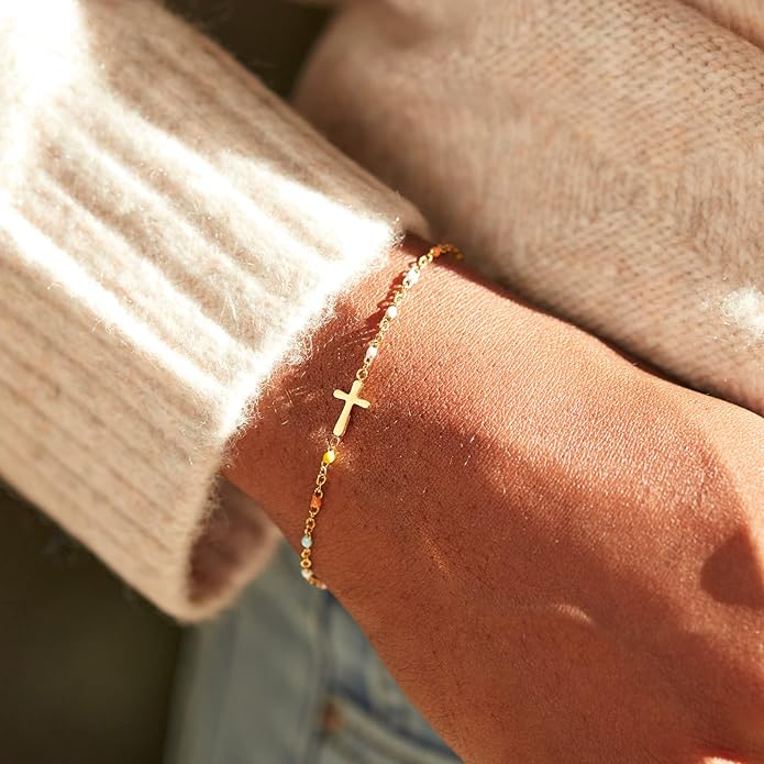 STORYJEWELLERY Religious & Christian Gifts for Women, Christmas Gifts for Women, Sterling Silver Cross Bracelets, Confirmation and Baptism Gift, Christian Jewelry