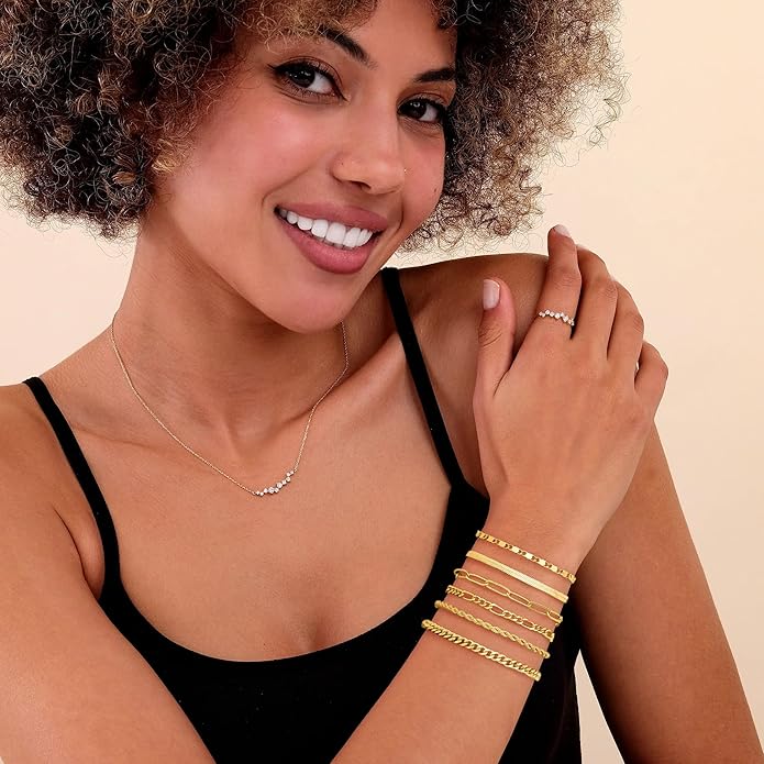 Silver Bracelets for Women Stack, Silver or Gold Plated Cuff Bangle Set, Trendy Silver Jewelry for Women Fashion