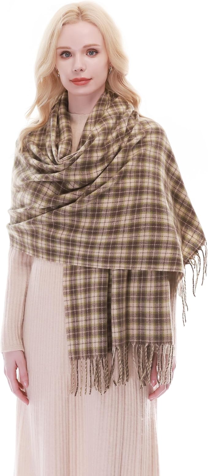 RIIQIICHY Plaid Scarf for Women Fall Winter Pashmina Scarves Wraps for Cold Weather Warm Large