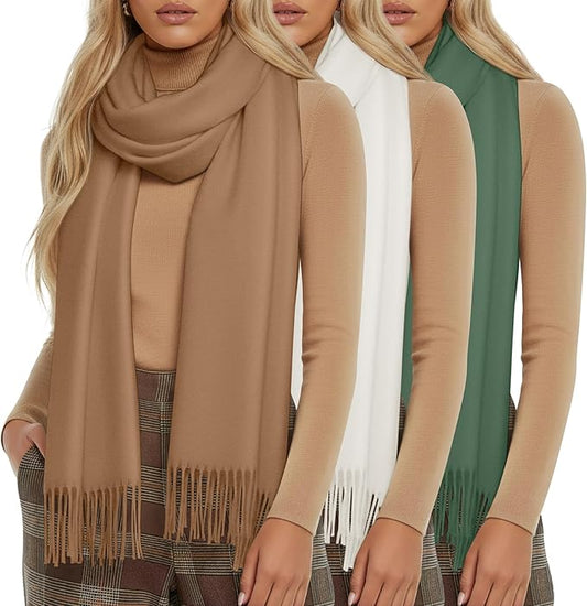 Oakgarden 3 Pack Winter Scarf for Women Pashmina Scarves Shawl Wraps Bridesmaid Gifts for Evening Dresses