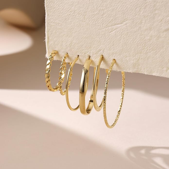 6 Pairs Gold and Silver Plated Hoop Earrings Set for Women – Trendy Silver and Gold Huggie Hoops, Big Silver and Gold Earrings, Chunky Jewelry for Multiple Piercings, Fashion Gift Pack, Stylish Silver Jewelry for Everyday Wear