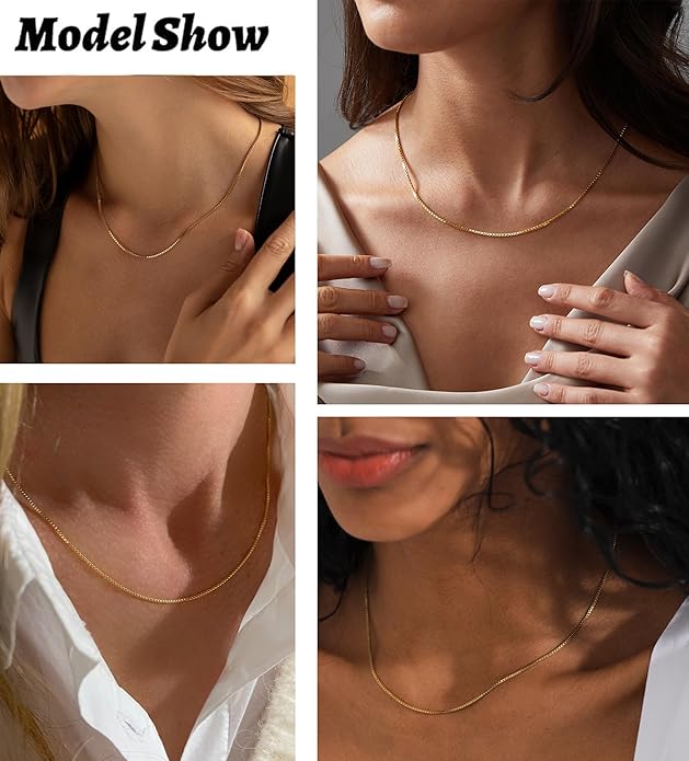 Freekiss Herringbone Necklace for Women,Dainty Gold Necklace,14k Gold Plated Snake,Gold Chain Choker Necklaces,Simple Gold Layered Necklaces,Gold Jewelry Gift for Women