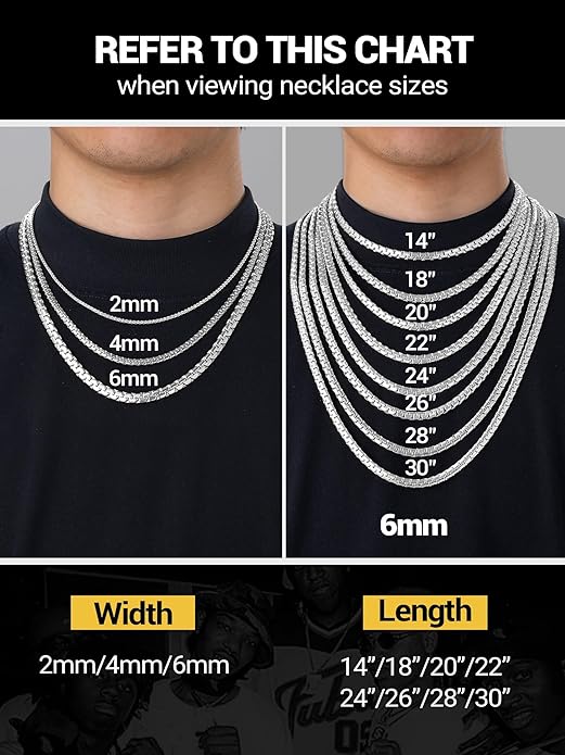 PROSTEEL Stylish Stainless Steel Round Link Chain Necklace for Men, 2mm/4mm/6mm/8mm. Silver/Gold/Black Tone, Hypoallergenic Jewelry, 14"-30", Come with Box