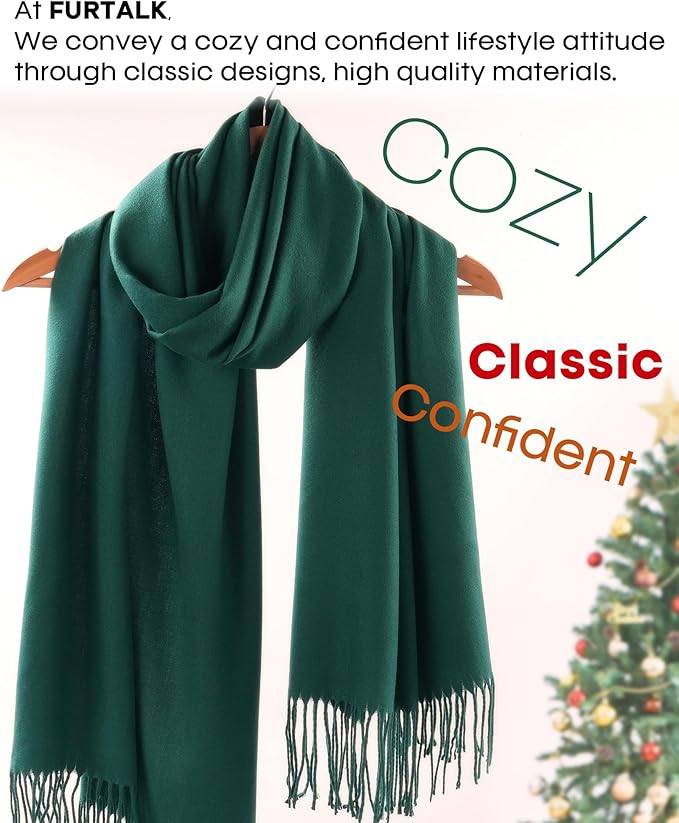 FURTALK Winter Scarf for Women Pashmina Shawl Wraps Soft Warm Fashion Blanket Scarves Gifts