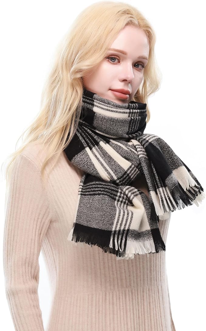 RIIQIICHY Plaid Scarf for Women Fall Winter Pashmina Scarves Wraps for Cold Weather Warm Large