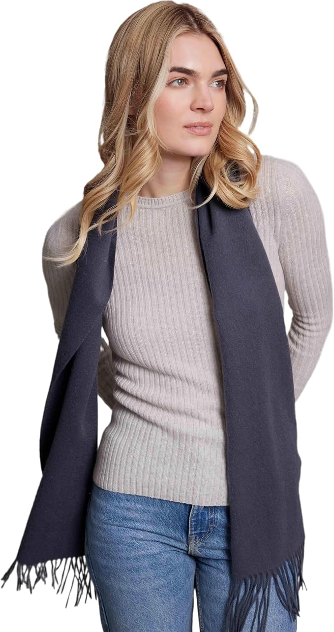 Alashan Cashmere Ultra-Fine Merino Wool and Cashmere Blend Woven Scarf -Luxe fabric-Lightweight- 72" x 12"