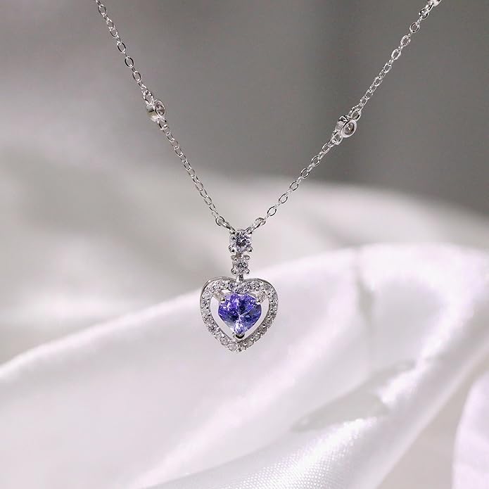 Pendant Necklaces for Women 925 Sterling Silver with Moissanite & Genuine Jewelry, Lucky Clover, Butterfly, Pink Crystal Heart Design, 14K White Gold Plated Nacklace, Mom Wife Women's Birthday Gifts