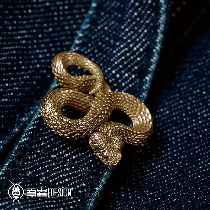 WOOTRON Decoration Best Partner Metal Snake Brooch Rattlesnake Vintage Personality Small Snake, Hat Bag Decorative Accessories