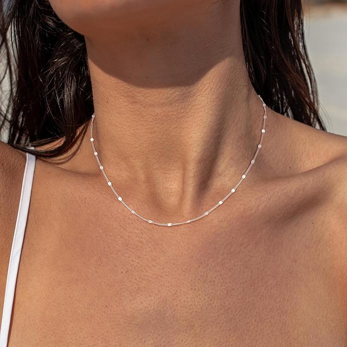 Freekiss Herringbone Necklace for Women,Dainty Gold Necklace,14k Gold Plated Snake,Gold Chain Choker Necklaces,Simple Gold Layered Necklaces,Gold Jewelry Gift for Women