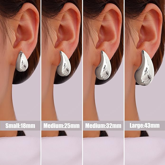 Gacimy Teardrop Earrings Dupes for Women 14K Gold Plated, Chunky Drop Earrings for Women with 925 Sterling Silver Post