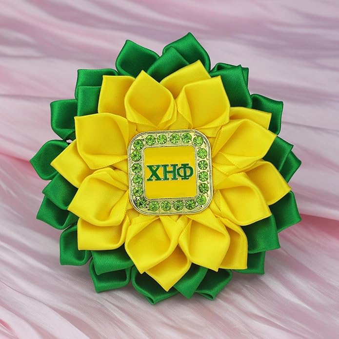Greek Chi Eta Flower Corsage for Women Sorority Chi Brooch Pin 1932 Sorority Gift Crystal Paraphernalia Jewelry for Soror Sisterhood Gift