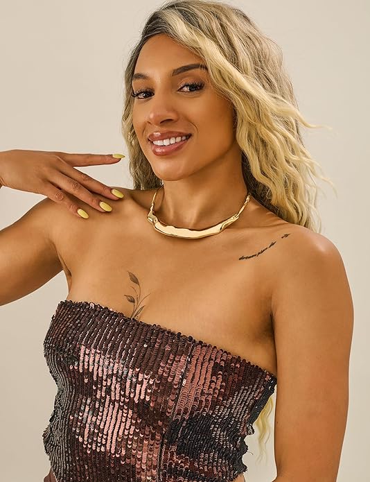 Chunky Gold Choker Collar Necklace for women Trendy Adjustable Gold Choker Necklace Statement Jewelry