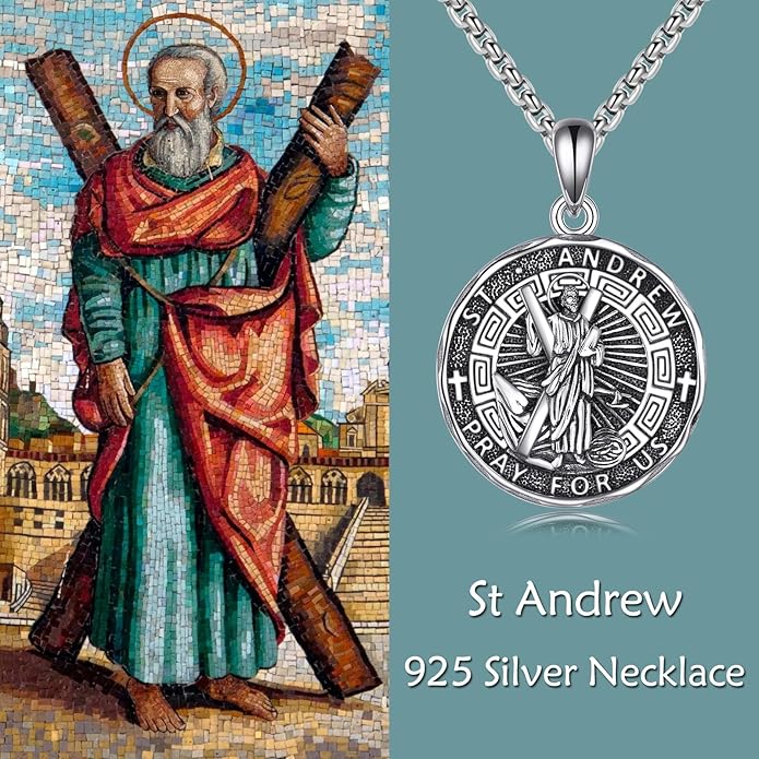 YFN Patron Saint Necklace Sterling Silver Amulet Medal Pendant Religious Protector Jewelry Gifts for Women Men
