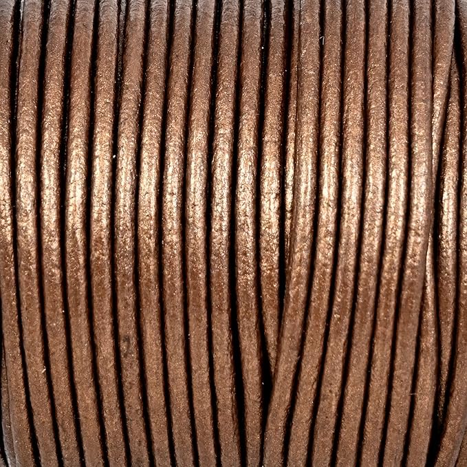 GENIQUE Real/Genuine Round Leather String Cord for Necklace, Bracelets, Jewelry, Kumihimo Braiding, DIY Projects (20 Metres) (1.5mm, Kansa)