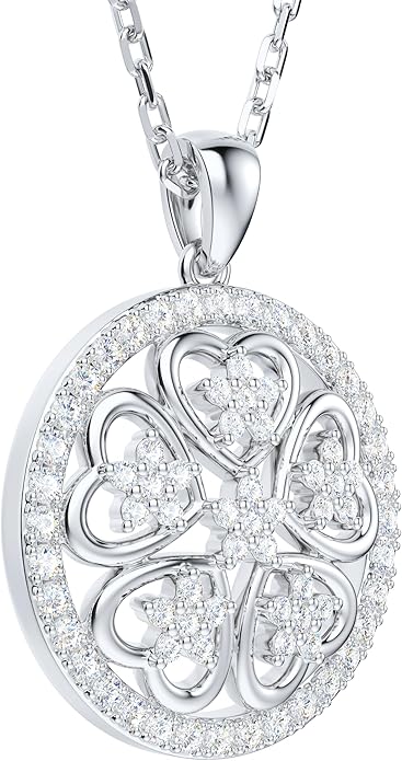 THELANDA Genuine Moissanite Sterling Silver Fashion Modern Family Hearts Together Pendant Necklace, Adjustable 18-20 Inch Chain with Lobster Clasp, Elegant Jewelry Gift for Women