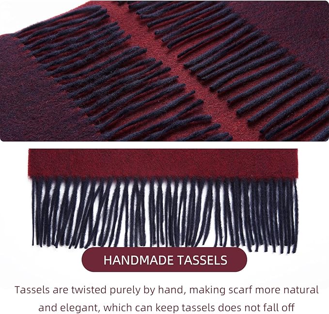 HOTDAY Cashmere Scarf - Winter Warmer With Double-sided Solid Color, Water Wave Pattern