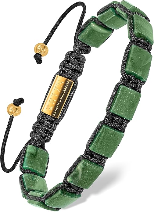 RTZN Jade Bracelet for Men – Premium Artisan Handcrafted Authentic Dark Green Jade Bracelet – 8MM Beaded Stone Mens Jade Bracelets