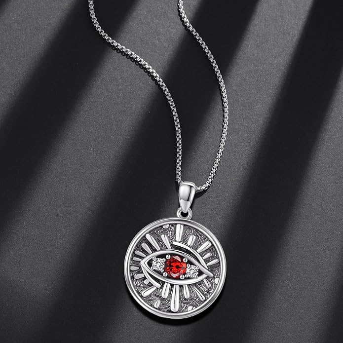 Evil Eye Necklace for Women 925 Sterling Silver, Protection Necklace with Blue Evil Eye Charm, Evil Eye/Lotus Pendant Jewelry, Birthday Christmas Gifts for Her