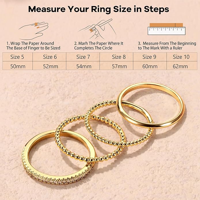 Florideco Stackable Rings for Women Non Tarnish Dainty 14K Gold Plated Stacking Thin Ring Set Trendy Statement Minimalist Cubic Zirconia Band Rings Promise Engagement Rings Size 5-10