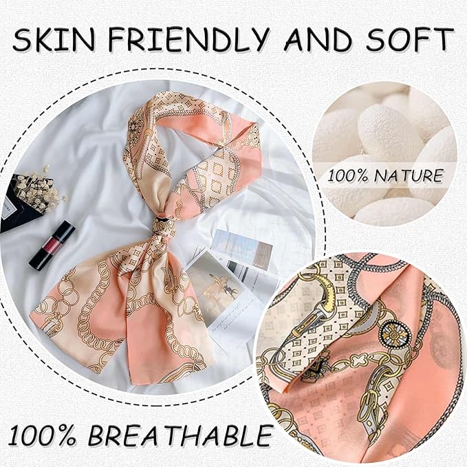 Dailyacc Hair Scarf for Women Fashion Silky Satin Headscarf Wrap Breathable Lightweight Neck Scarves For Handbag