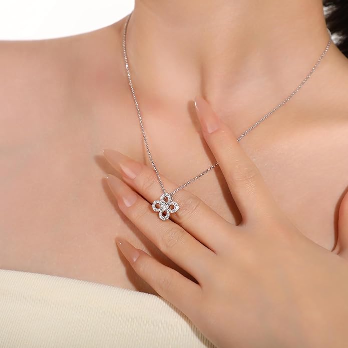 Sterling Silver Lab Grown Diamond Halo Pendant Necklace, Chain Included,ideal gift for anniversaries, birthdays, or any milestone celebration