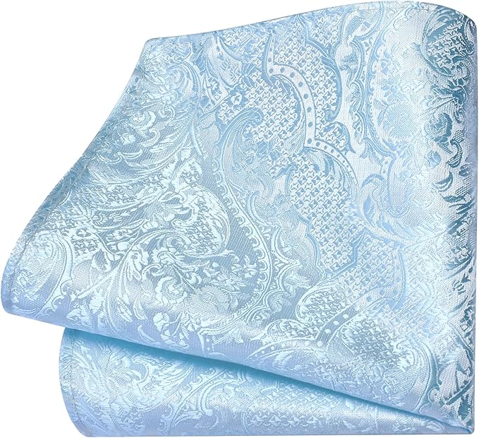 GUSLESON 8cm Paisley Tie Set for Men Necktie Lapel Pin Pocket Square Cufflinks Set for Men