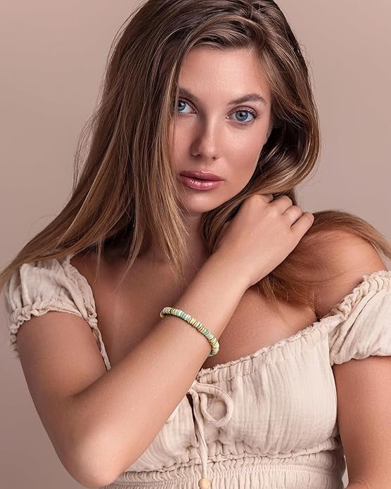Colorful 18K Gold Plated Bracelets for Women, Stack Bangle Beaded Stone Jewelry Accessories Set for Woman, Trendy Fashion Jewelry Gifts