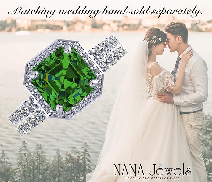NANA Jewels Sterling Silver Engagement Rings for Women - Choose Simulated Morganite, Citrine, Aquamarine & More