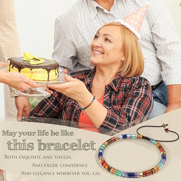 30th 40th 50th 60th 70th 80th Birthday Gifts for Women, Natural Stone Bracelet Birthday Gifts for Mom Daughter Grandma Sister Friends Coworker