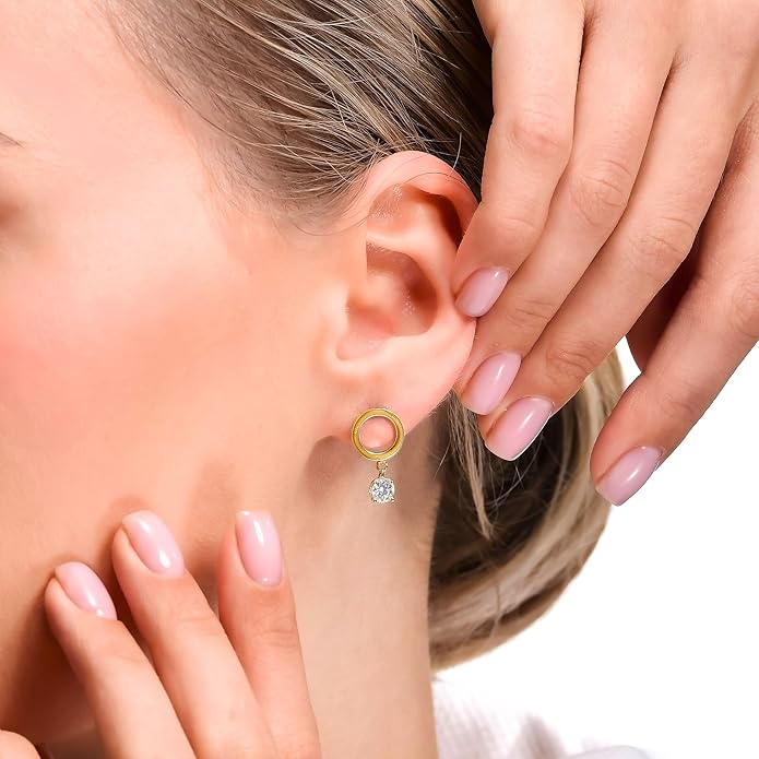 18K Yellow/White Gold Plated Silver Earring With 0.60 TCW Lab Grown Diamonds/Emerald/Blue Sapphire/Moissanite, Earrings For Women, Gift For Her Jewelry For Women Comes With Gift Box