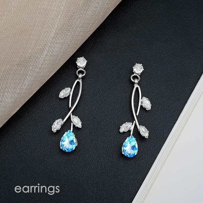 Elegant Bridal Jewelry Sets Clear Cubic Zirconia Wedding Necklace Earrings Bracelet Set for Birdes Bridesmaids CZ Prom Jewelry