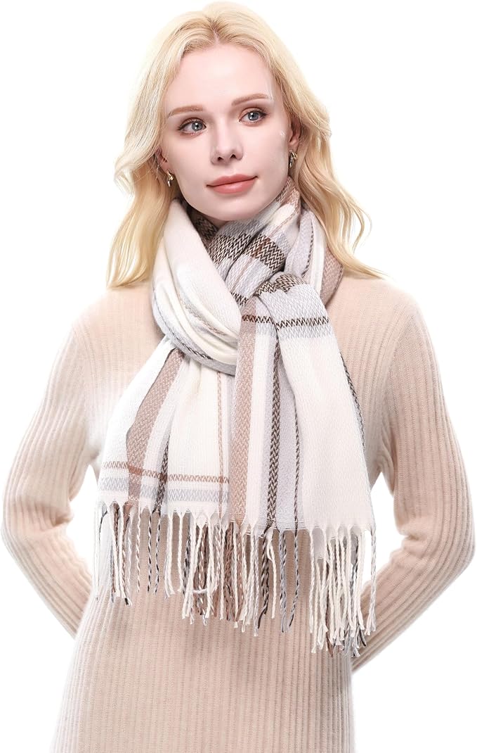 RIIQIICHY Plaid Scarf for Women Fall Winter Pashmina Scarves Wraps for Cold Weather Warm Large