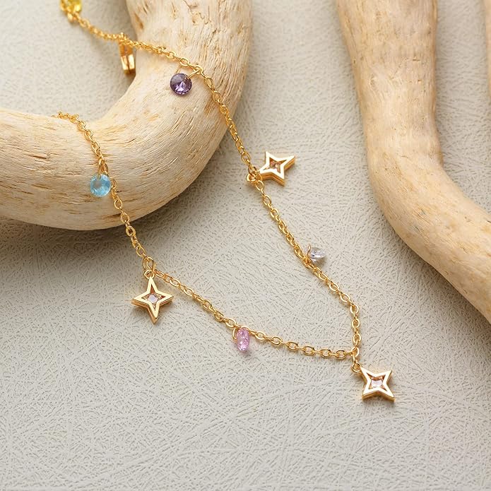 MTMY Beaded Necklaces for Women 14K Gold Plated Dainty Colorful Green/Rose Beaded Pearl Choker Necklace Delicate Boho Choker Necklace Jewelry Gift