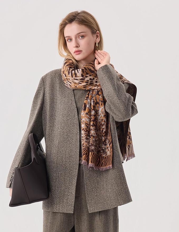 ZHE JIN Luxurious Silk Scarf Shawl Wraps for Women, Warm Scarves Winter Gift, 100% Brushed Mulberry Silk