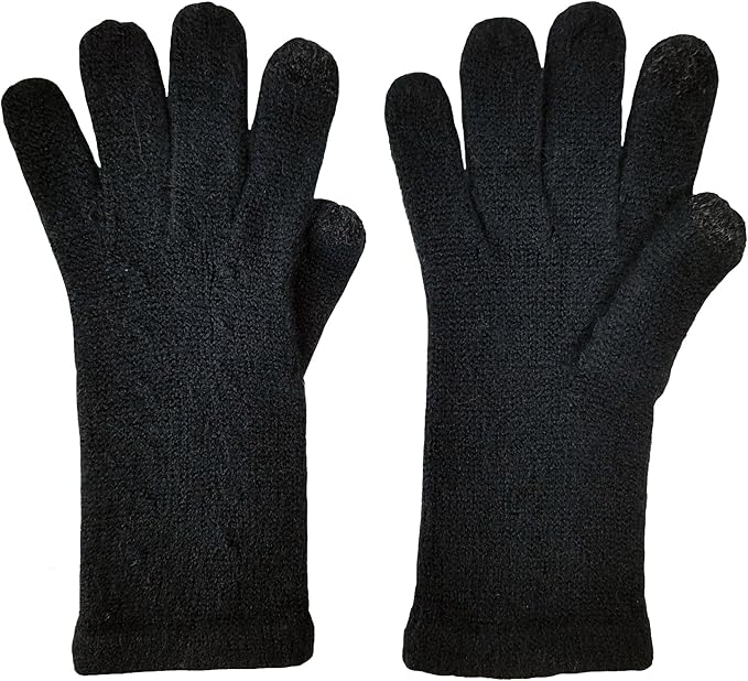 BRUCERIVER Women's Ultra Soft Knit Scarf & Glove Set Touchscreen Function Cable Design