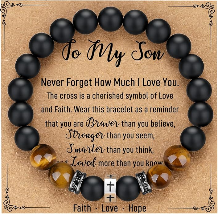 TONY & SANDY Cross Bracelet Men Cool Valentines Day Gifts for Him Teen Boys Son Grandson Nephew, Birthday Easter Christmas Gifts for Teen Boys Adults Men