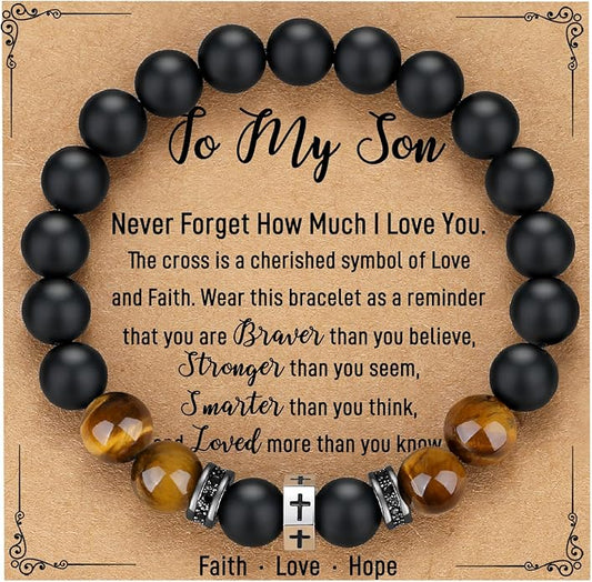 TONY & SANDY Cross Bracelet Men Cool Valentines Day Gifts for Him Teen Boys Son Grandson Nephew, Birthday Easter Christmas Gifts for Teen Boys Adults Men