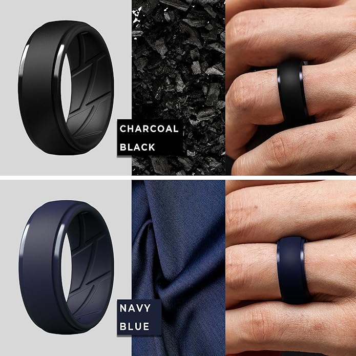 ThunderFit Men's Silicone Rings 10mm Wide 2.5mm Thick Rubber Bands, Breathable, Variety Multipack 1-10