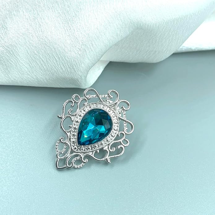Vintage Silver Color Men's Brooches for Women Lovely Water Drop Badge Flame Crystal Brooch Lapel Pins Fashion Jewelry